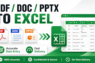do data entry doc, pdf or pptx to excel