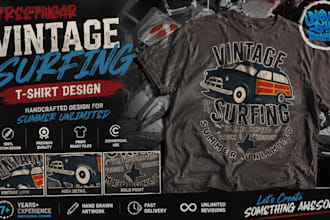 design custom vintage surf t shirt graphics