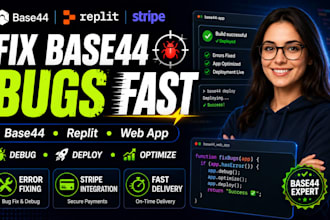be your base44 expert for bug fixing, base44 app and replit setup fix base44 bug