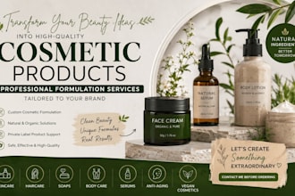 formulate organic cosmetics product, skincare, haircare, face cream, serum, soap