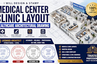 design and stamp medical center clinic layout healthcare architectural drawing