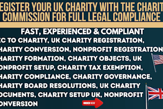 register your uk charity with the charity commission for full legal compliance