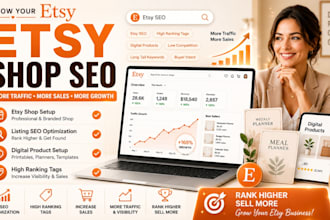 setup etsy shop, etsy digital product design and tags, etsy listing SEO