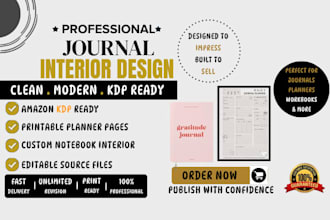 design professional journal interiors for amazon KDP