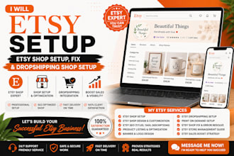 etsy setup etsy shop, fix etsy shop, etsy dropshipping shop setup fix etsypolicy