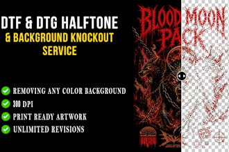 make print ready halftone artwork with transparent background for dtg or dtf