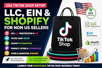 setup usa tiktok shop llc, shopify integration and product optimization