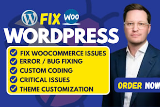 fix woocommerce issues, fix wordpress error, bug fix, fix critical errors