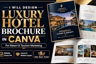 design luxury hotel brochure in canva for resort and tourism marketing