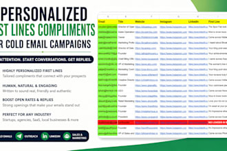 write personalized first lines compliments for cold email campaigns