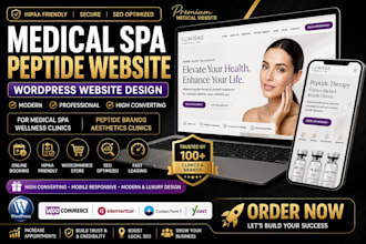 design a premium medical spa biotech peptide wordpress website with booking SEO