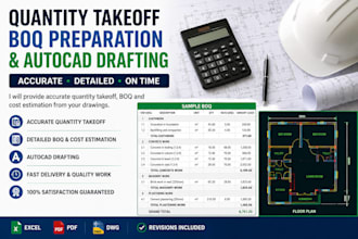 do quantity takeoff, boq preparation and autocad drafting