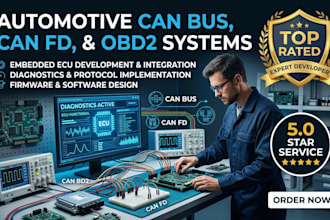 develop automotive can bus, can fd, obd2 and ecu firmware systems