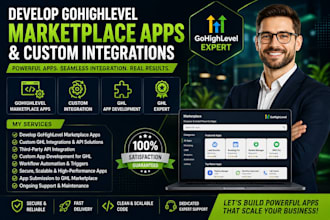 develop gohighlevel marketplace apps, ghl custom integration ghl app ghl expert