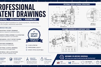 create industrial manufacturing patent drawings, mechanical patent illustrations