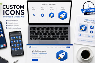 design custom icon, favicon, app icon, flat icon, and vector icon set in 24hours
