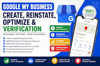 create google my business, reinstate gmb, optimize gmb, gmb profile verification