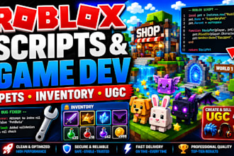 build roblox game, roblox scripts, map, ugc, fix bugs, pet system, inventory