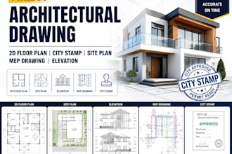 create professional 2d floor plans, site stamp, elevations and mep drawings
