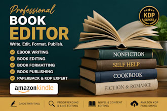 professionaly write, edit, format, publish your amazon KDP book, paperback, lulu