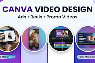 create canva video ads, social media reels, editable promo video design