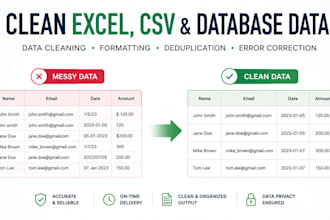 clean and organize your excel, CSV, or database data