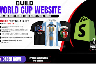design a pod shopify website for world cup kits