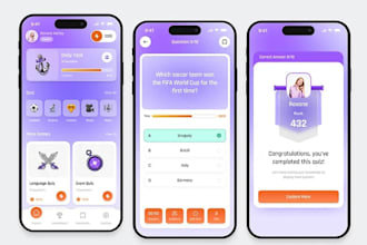 develop quiz app, quiz website, trivia app, ai bran trainer app for all language