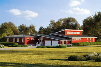 refurb 3d farmhouse makeover, garden exterior, home extension,backyard rendering