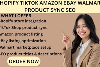 do shopify tiktok amazon ebay sync integrated walmart product upload listing seo