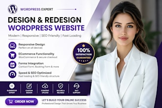design, redesign wordpress website, blog website or elementor website