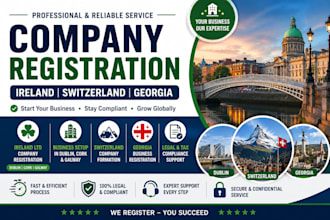 do company registration ireland ltd dublin, cork, galway, switzerland, georgia