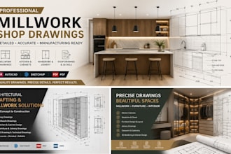 do millwork shop drawings, kitchen, cabinets, and pantry