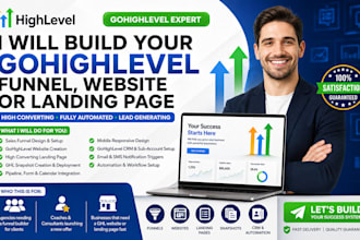 build gohighlevel funnel, go high level website, landing page and ghl snapshot
