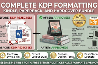 do KDP book formatting for kindle, paperback and hardcover