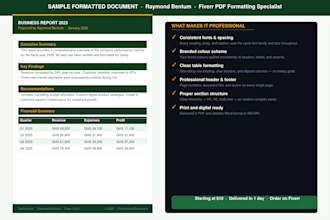 pdf conversion, formatting, and document design