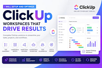 setup clickup task dashboard workflow automations and project management system