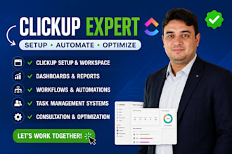 setup clickup task dashboard workflow automations and project management system