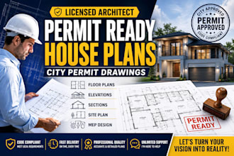 draw permit ready house plans and city permit architectural drawings