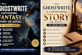 ghostwrite or edit unique books with extraordinary plots, selling fantasy story