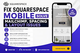 fix squarespace mobile, solve squarespace mailchimp, spacing and layout issues