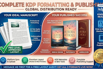 format and publish your book on KDP, paperback and hardcover
