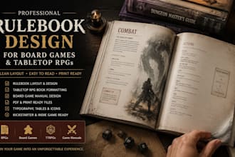 design rulebook for your board game or tabletop rpg with layout editing format