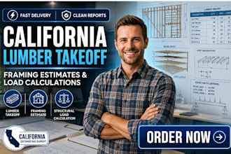 california lumber takeoff framing cost estimate with structural load calculation