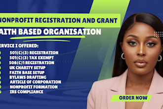 handle your 501c3 application, UK charity, bylaws, and irs tax exempt approval
