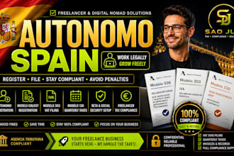 register autonomo spain, file modelo 036 303 130 vat quarterly taxes, freelancer
