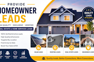 provide homeowner leads, real estate solar leads, rooofing lead, insurance leads