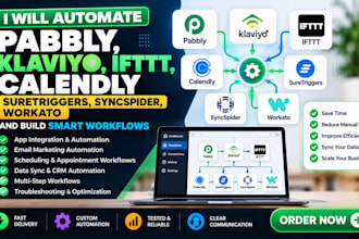 automate pabbly, klaviyo, IFTTT, calendly, suretriggers, syncspider and workato