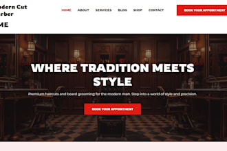 create a modern barber shop website with booking system