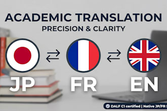 translate academic and scientific documents jp, fr and en
